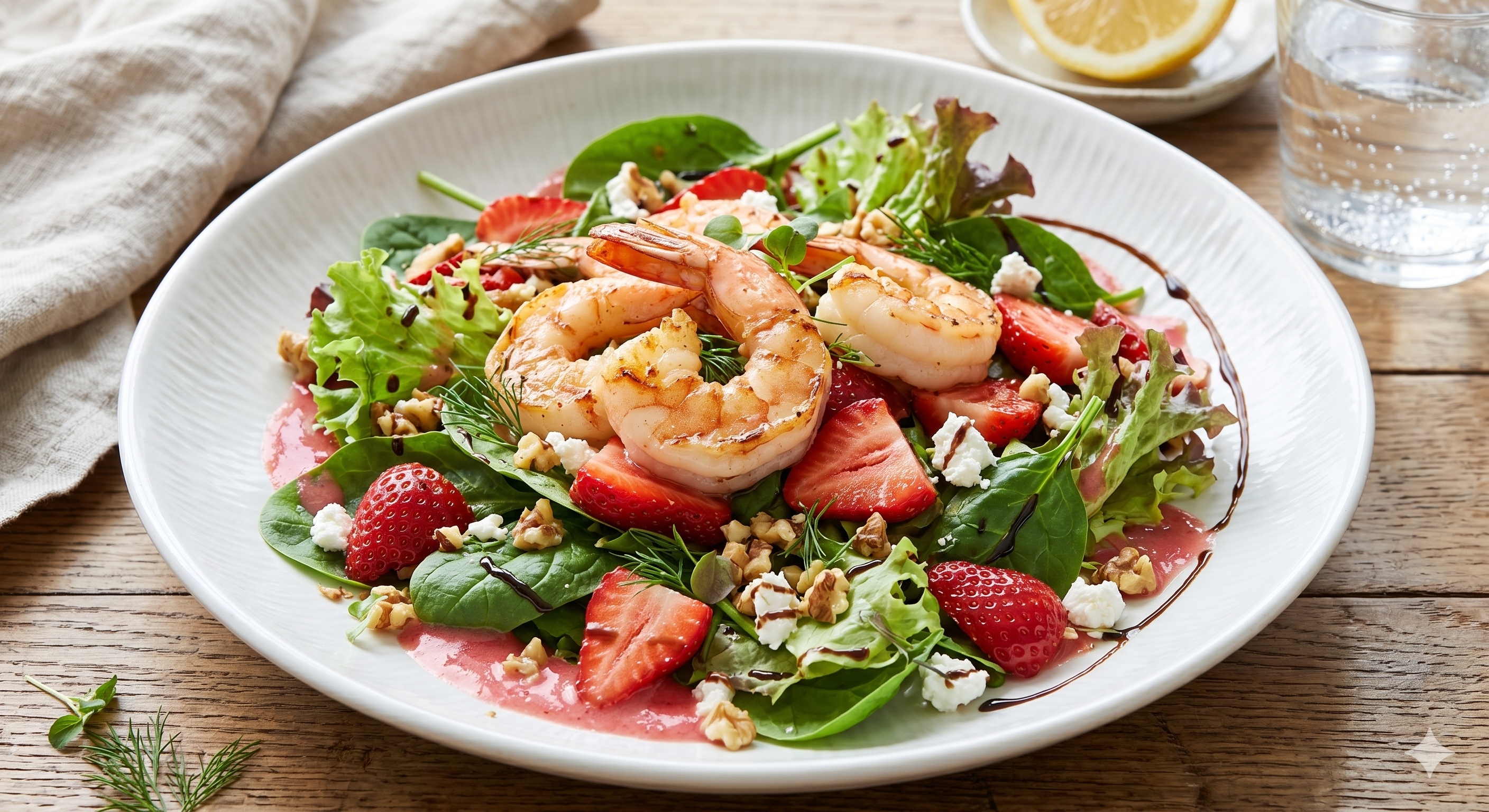 Gamberoni, Strawberry & Spinach Salad